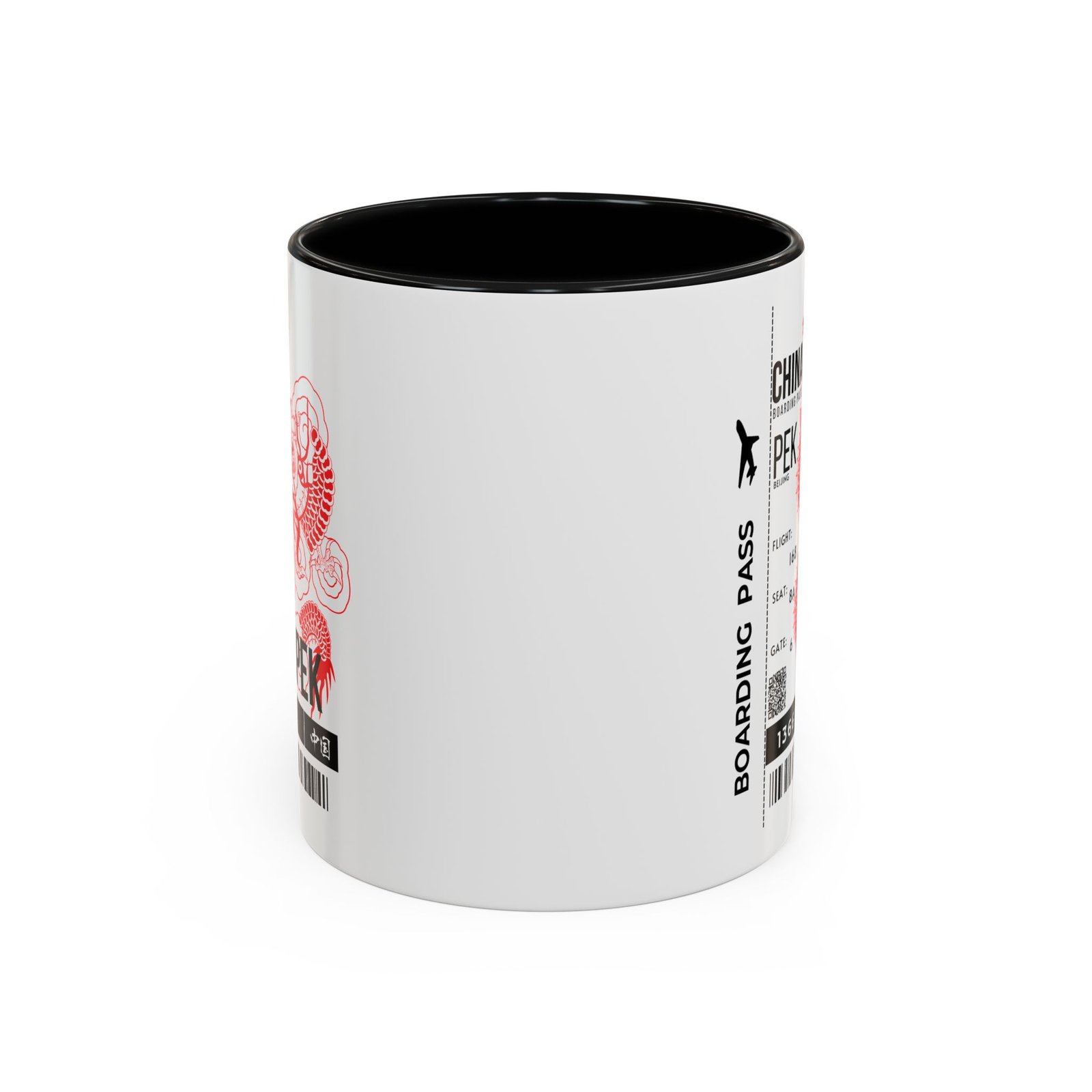 PEK China Boarding Pass Coffee Mug — Red Dragon Accent Travel Mug (11/15oz) - Image 5