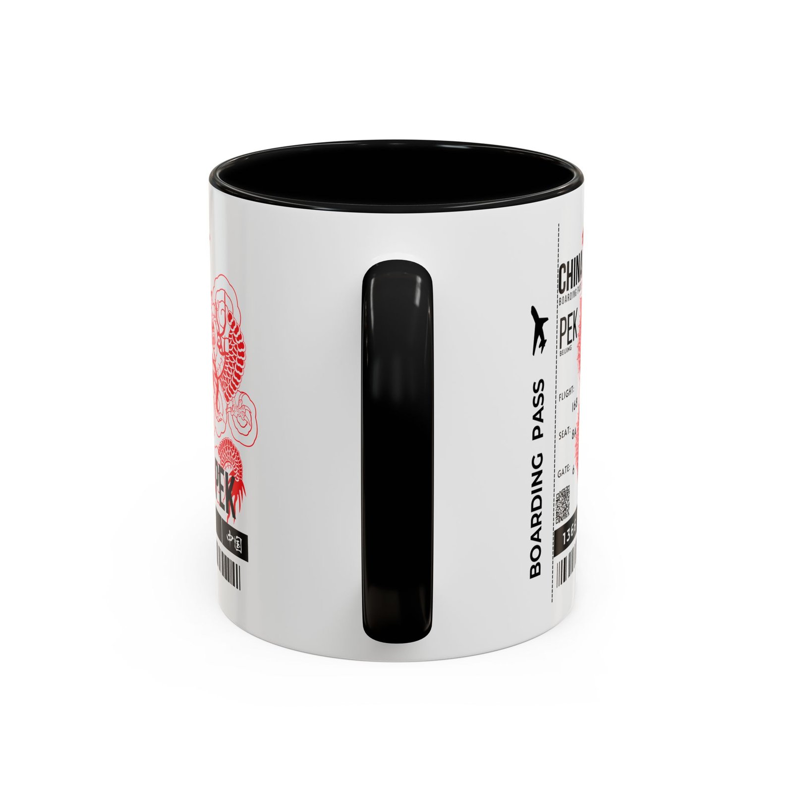 PEK China Boarding Pass Coffee Mug — Red Dragon Accent Travel Mug (11/15oz) - Image 8