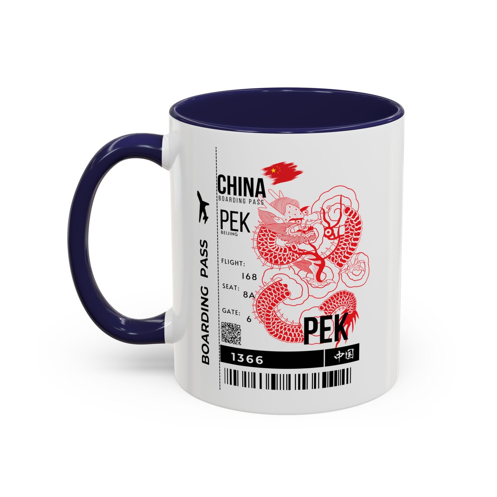PEK China Boarding Pass Coffee Mug — Red Dragon Accent Travel Mug (11/15oz) - Image 11
