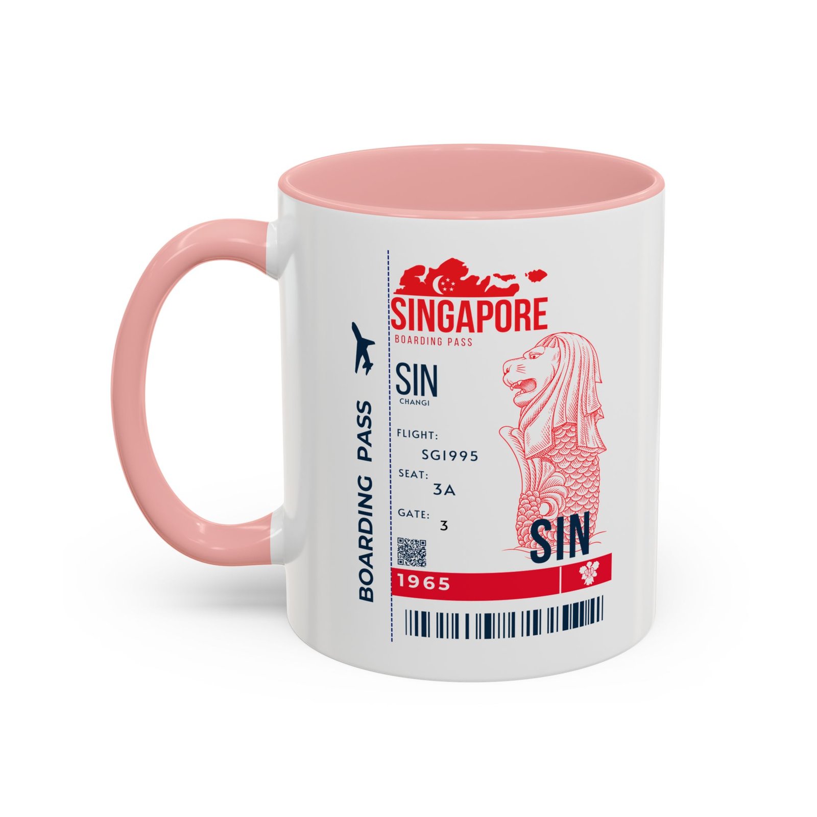 Singapore Boarding Pass Accent Coffee Mug — Travel Souvenir 11/15oz - Image 15