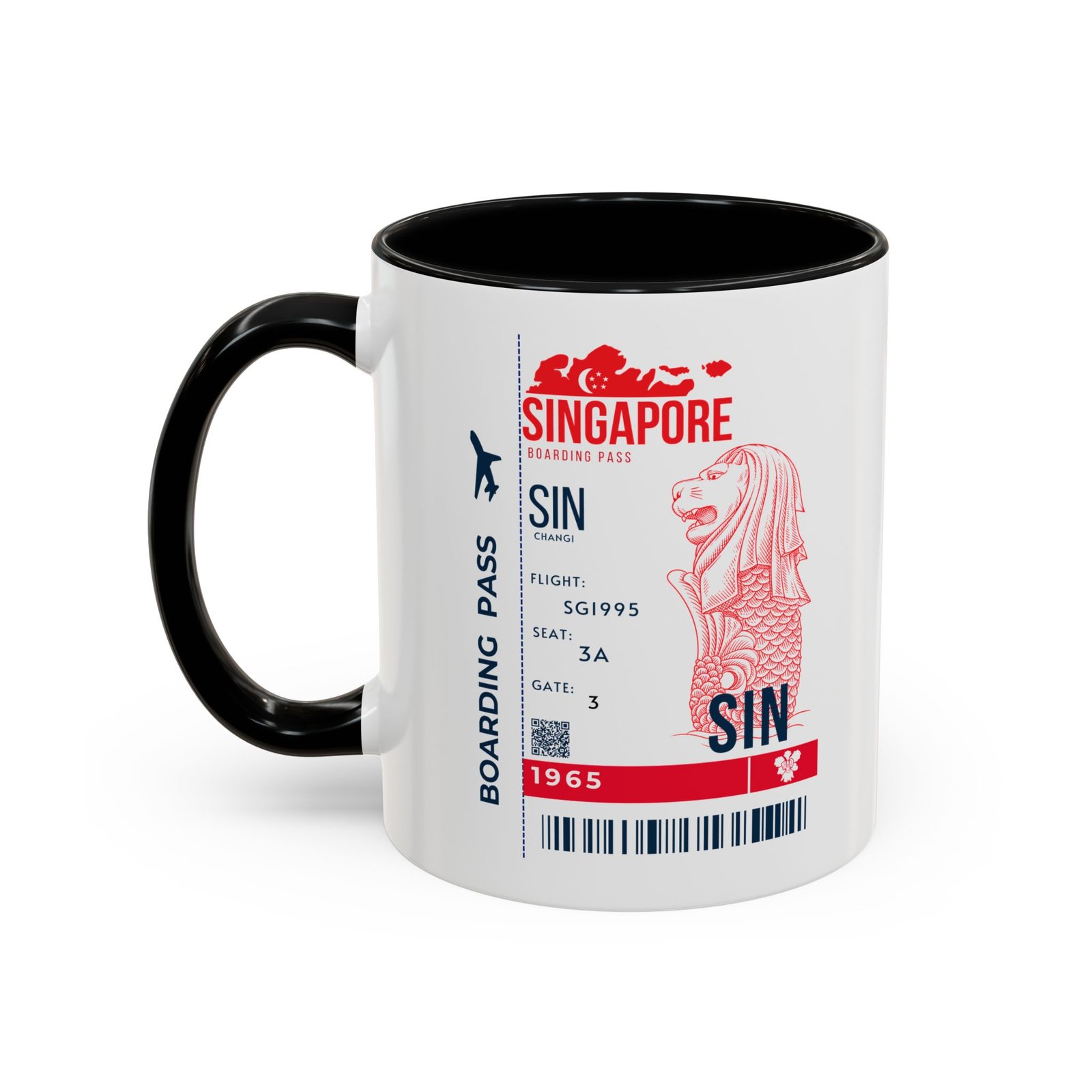 Singapore Boarding Pass Accent Coffee Mug — Travel Souvenir 11/15oz - Image 7