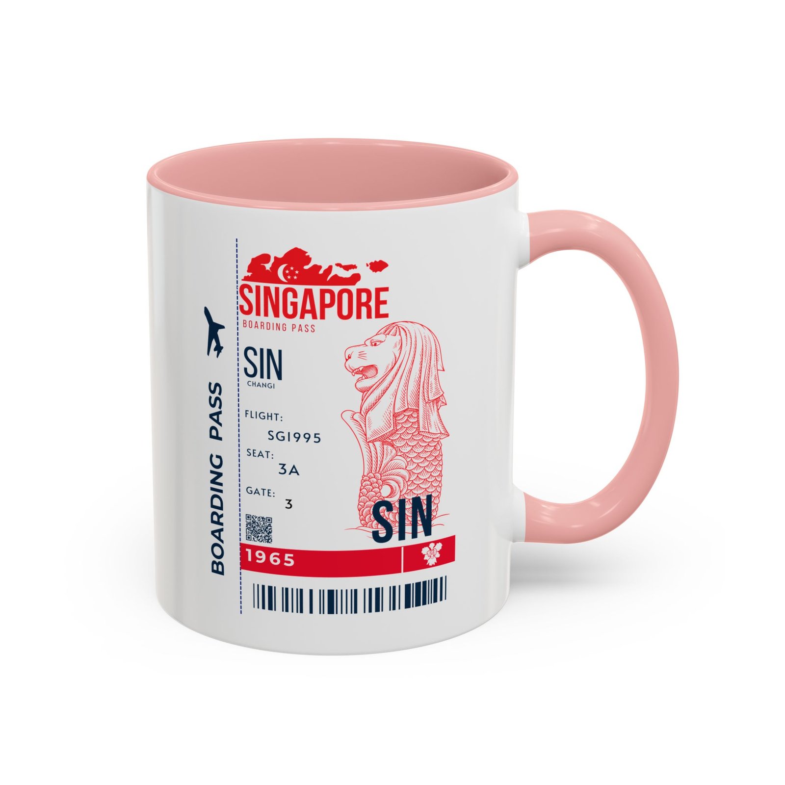 Singapore Boarding Pass Accent Coffee Mug — Travel Souvenir 11/15oz - Image 14