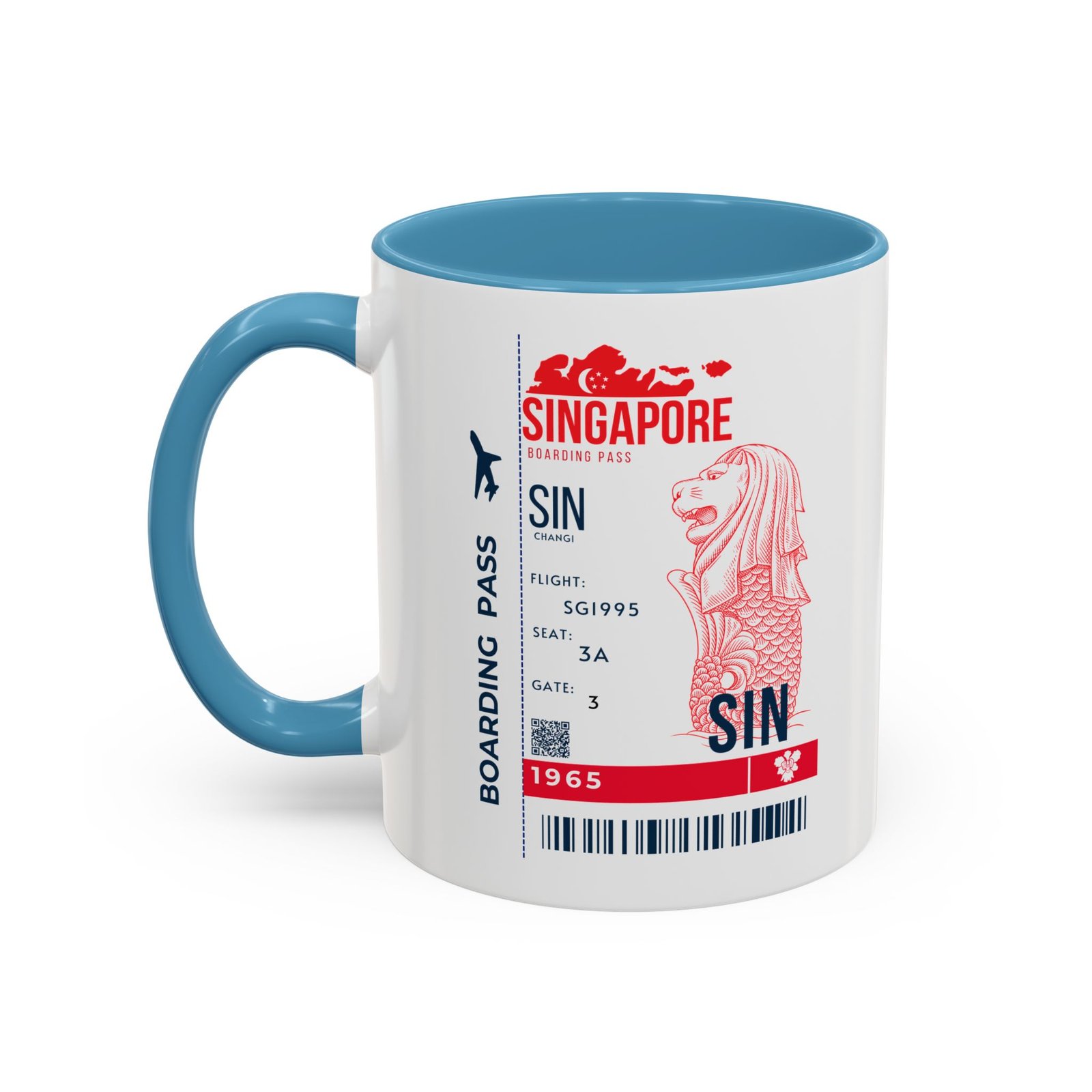 Singapore Boarding Pass Accent Coffee Mug — Travel Souvenir 11/15oz - Image 18