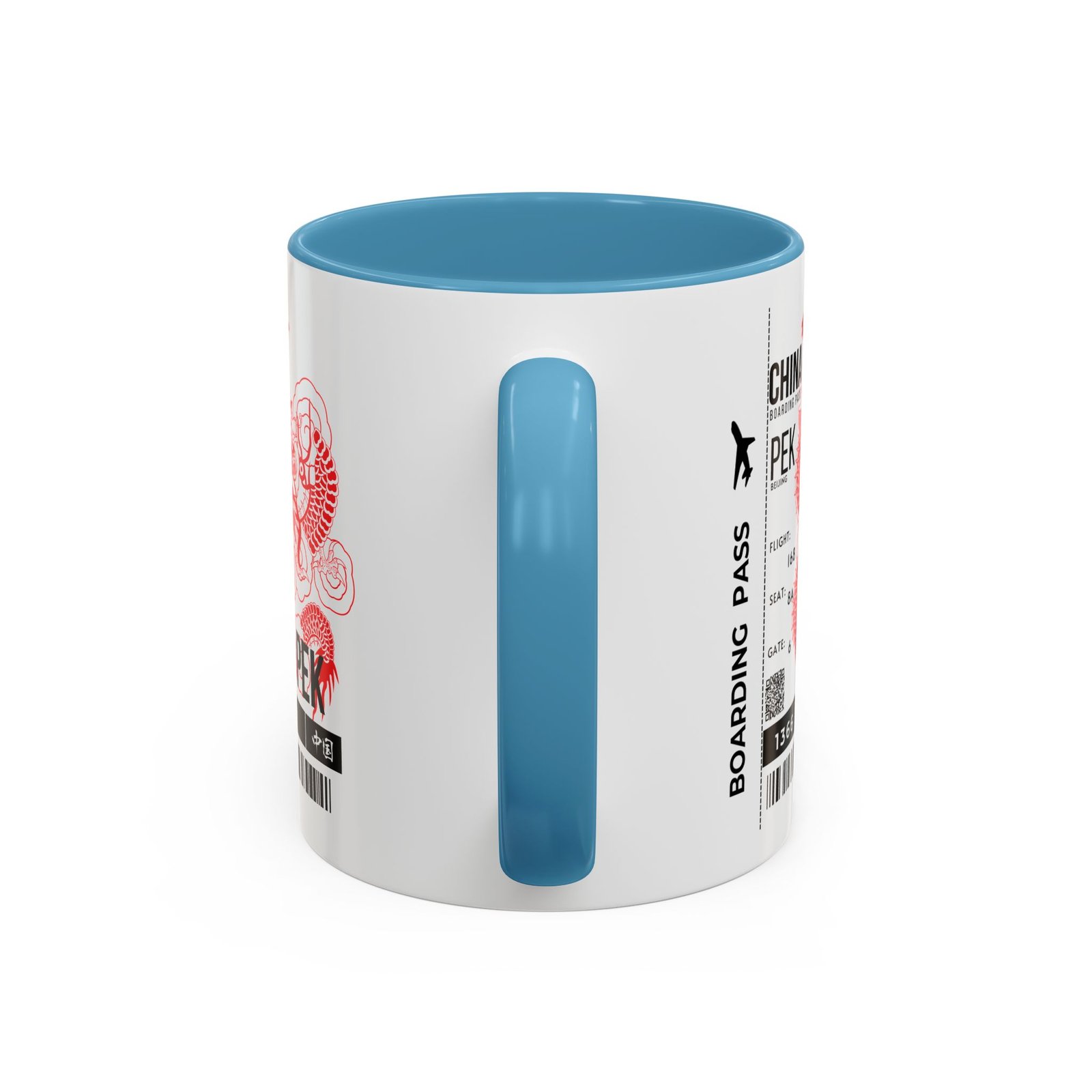PEK China Boarding Pass Coffee Mug — Red Dragon Accent Travel Mug (11/15oz) - Image 20