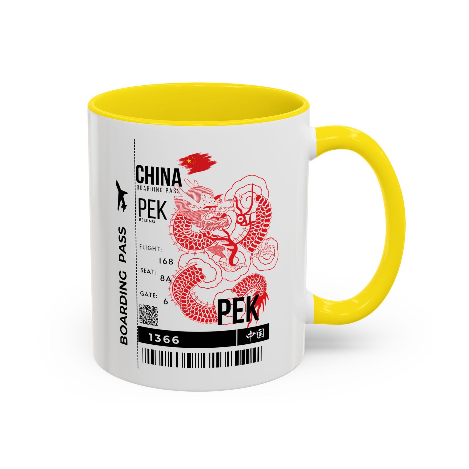 PEK China Boarding Pass Coffee Mug — Red Dragon Accent Travel Mug (11/15oz) - Image 26