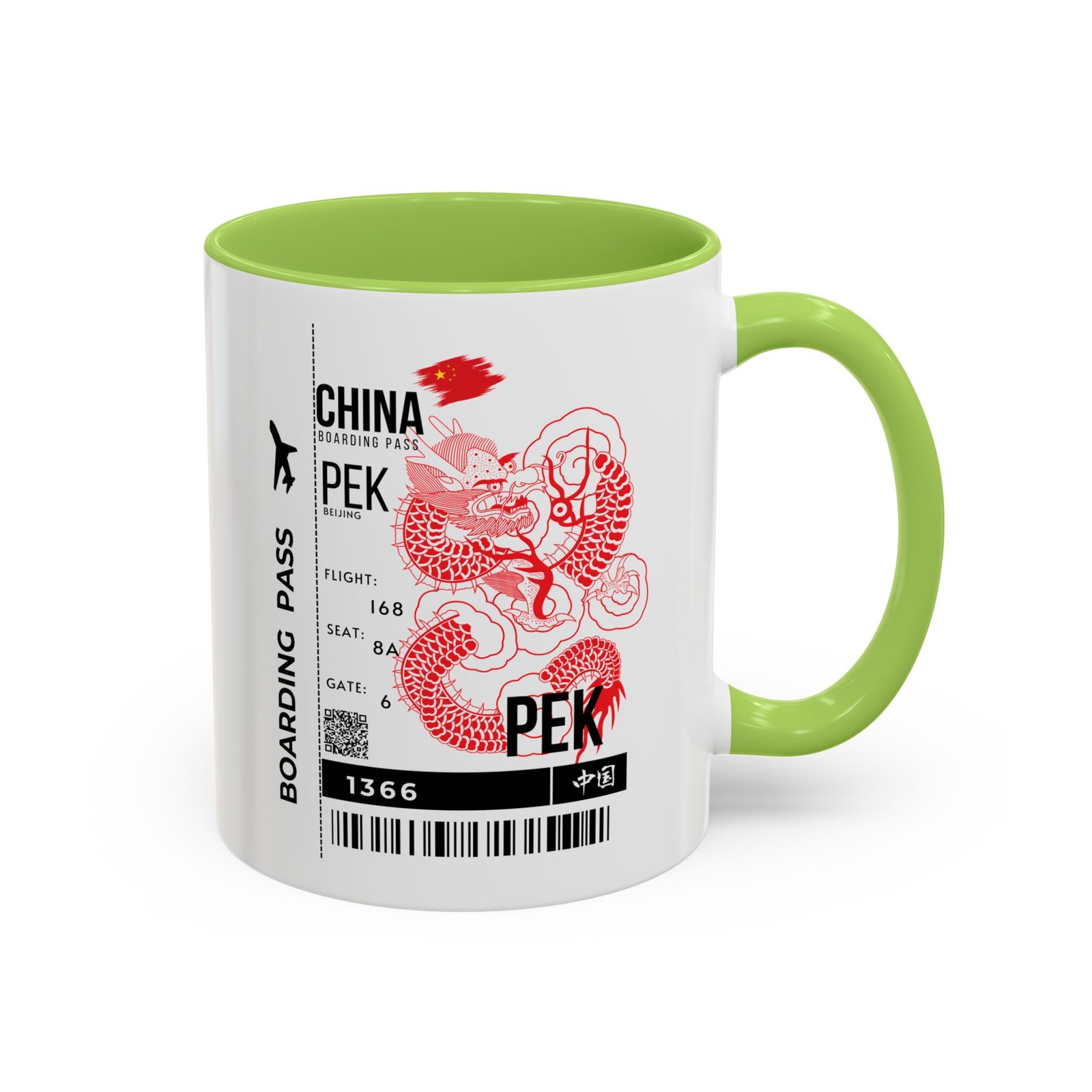 PEK China Boarding Pass Coffee Mug — Red Dragon Accent Travel Mug (11/15oz) - Image 30