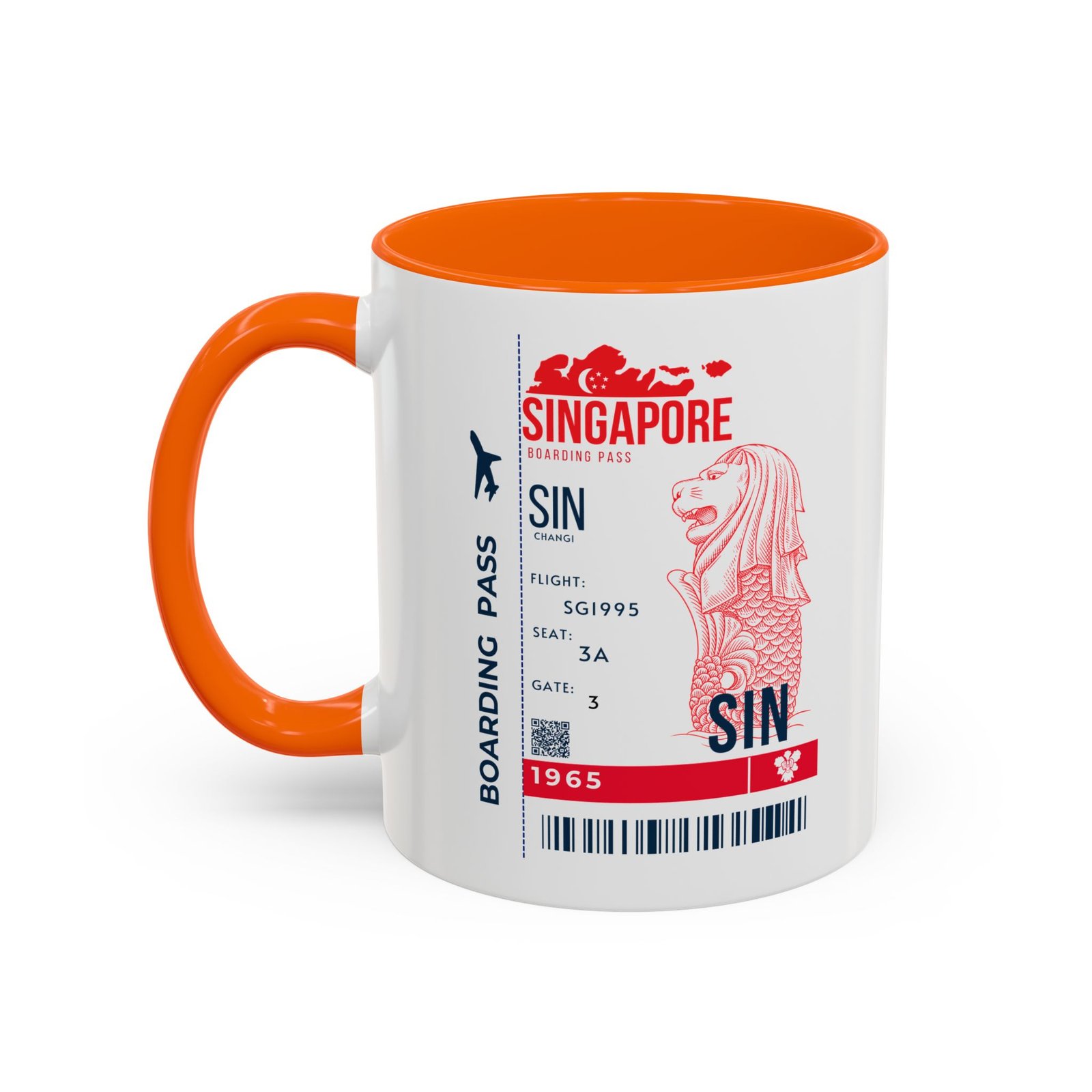 Singapore Boarding Pass Accent Coffee Mug — Travel Souvenir 11/15oz - Image 21