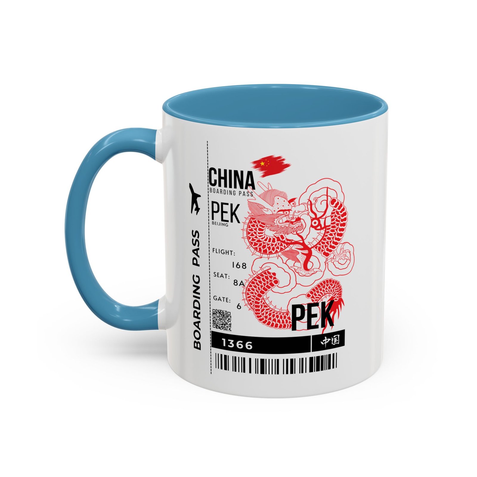 PEK China Boarding Pass Coffee Mug — Red Dragon Accent Travel Mug (11/15oz) - Image 19