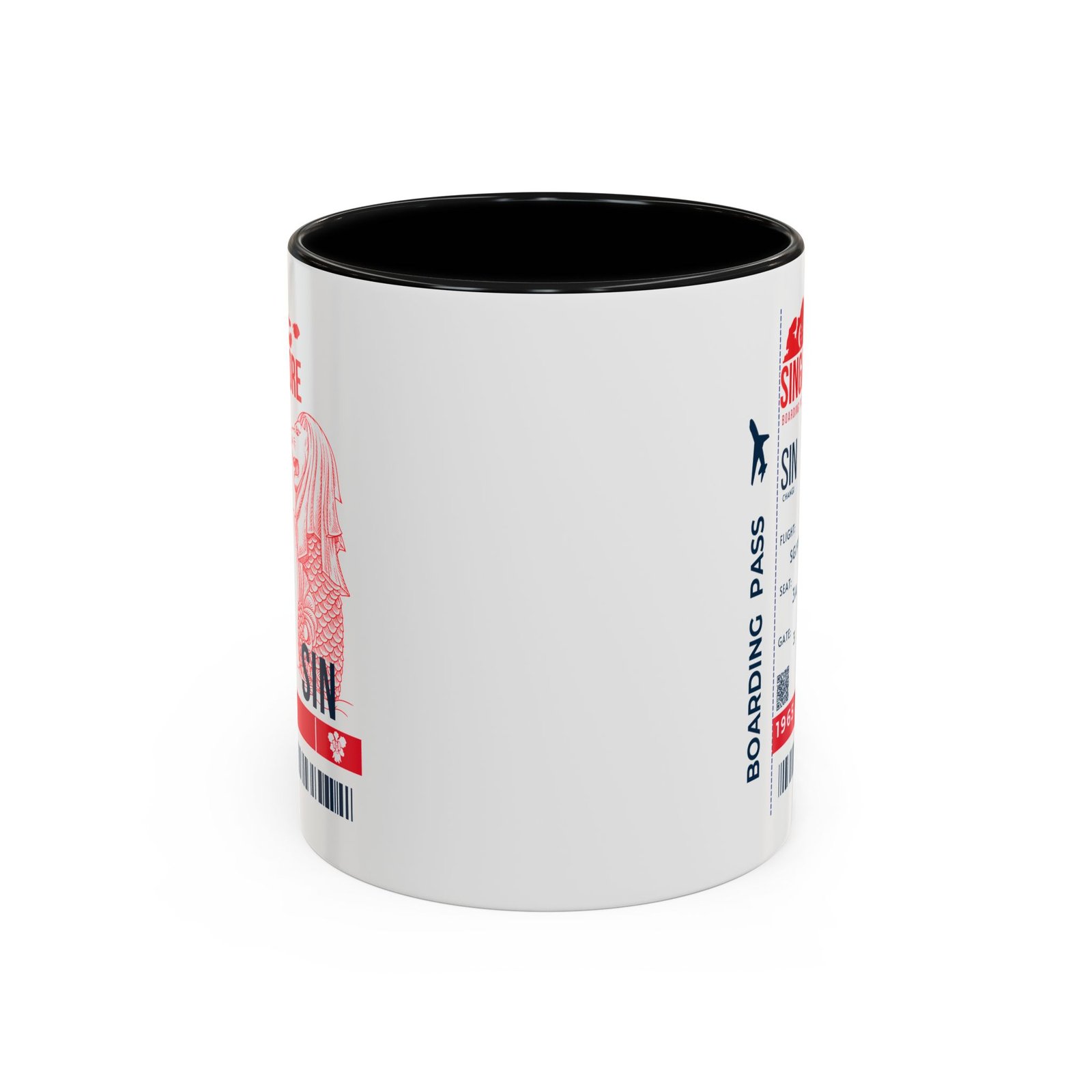 Singapore Boarding Pass Accent Coffee Mug — Travel Souvenir 11/15oz - Image 5