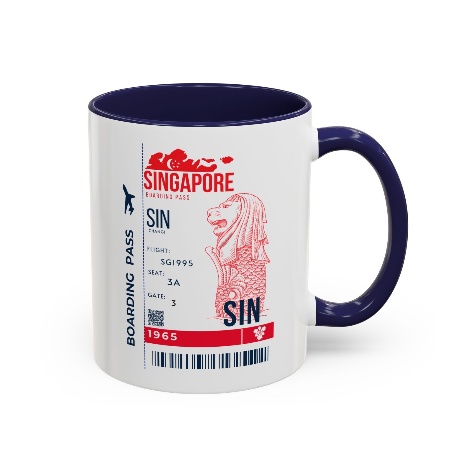 Singapore Boarding Pass Accent Coffee Mug — Travel Souvenir 11/15oz - Image 10