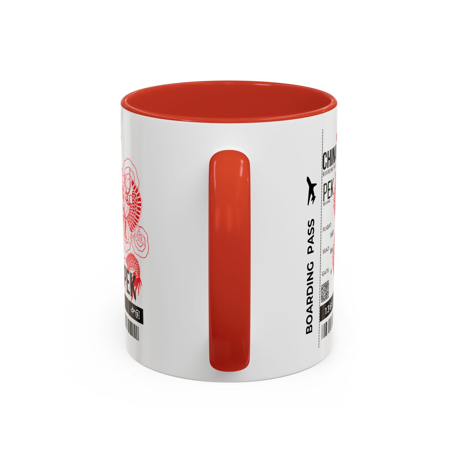 PEK China Boarding Pass Coffee Mug — Red Dragon Accent Travel Mug (11/15oz) - Image 4