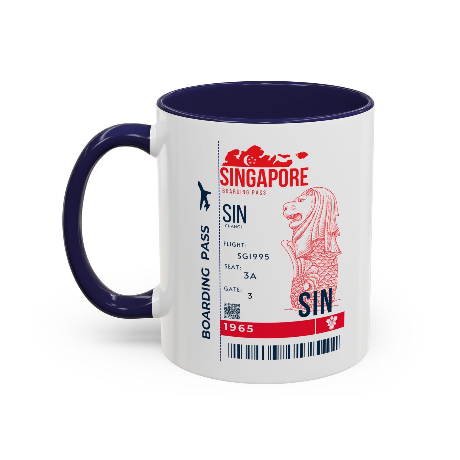 Singapore Boarding Pass Accent Coffee Mug — Travel Souvenir 11/15oz - Image 11