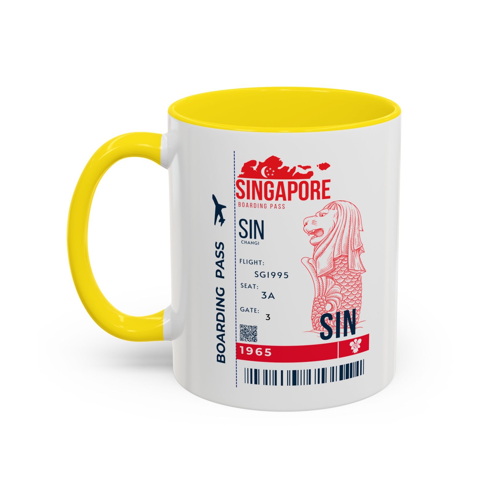 Singapore Boarding Pass Accent Coffee Mug — Travel Souvenir 11/15oz - Image 24