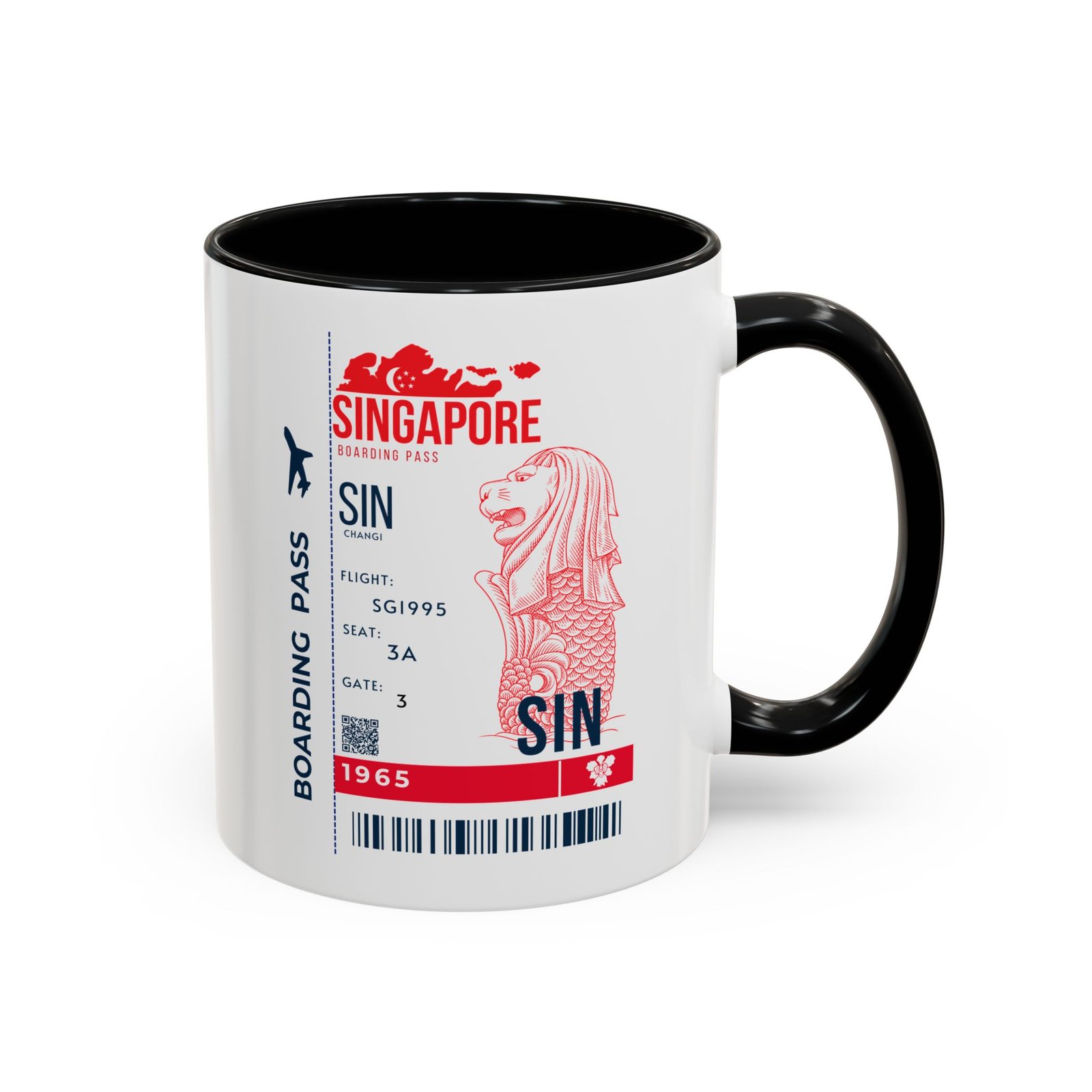 Singapore Boarding Pass Accent Coffee Mug — Travel Souvenir 11/15oz - Image 6